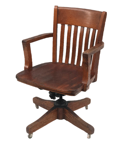 Ancient wooden screw lift office chair